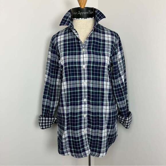Banana Republic Soft Wash Plaid Blue White Red Collar Shirt Size Small - Picture 4 of 10
